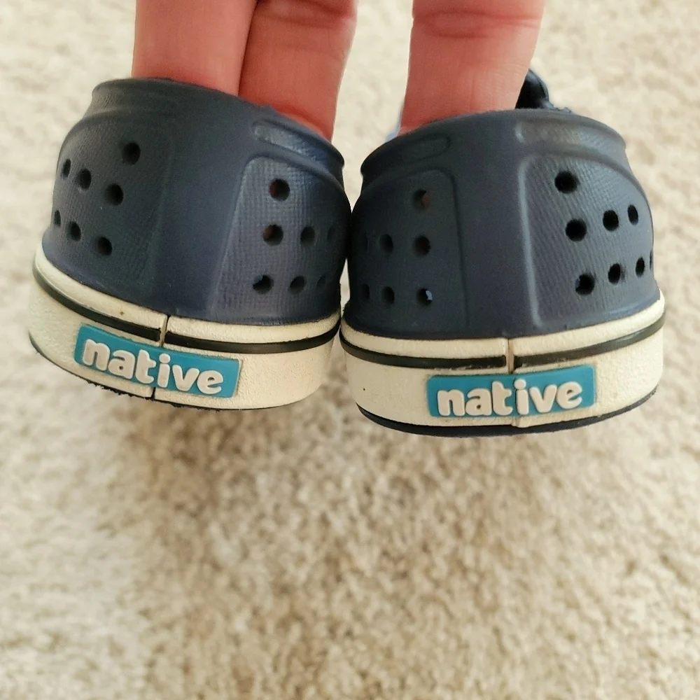 Native Jefferson Kids Navy Blue Slip-On Shoes 6